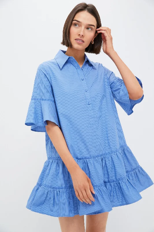Midi dresses with printed lining for a hidden and stylish detail Blue Stripe Mckenna Dress Midi dresses with printed lining for a hidden and stylish detail Blue Stripe Mckenna Dress