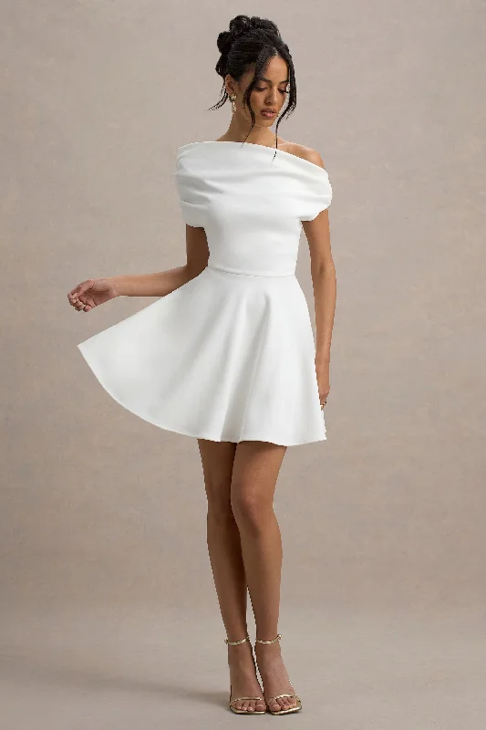 Strapless mini dresses for a beach vacation Agnes | White One-Shoulder Mini Dress