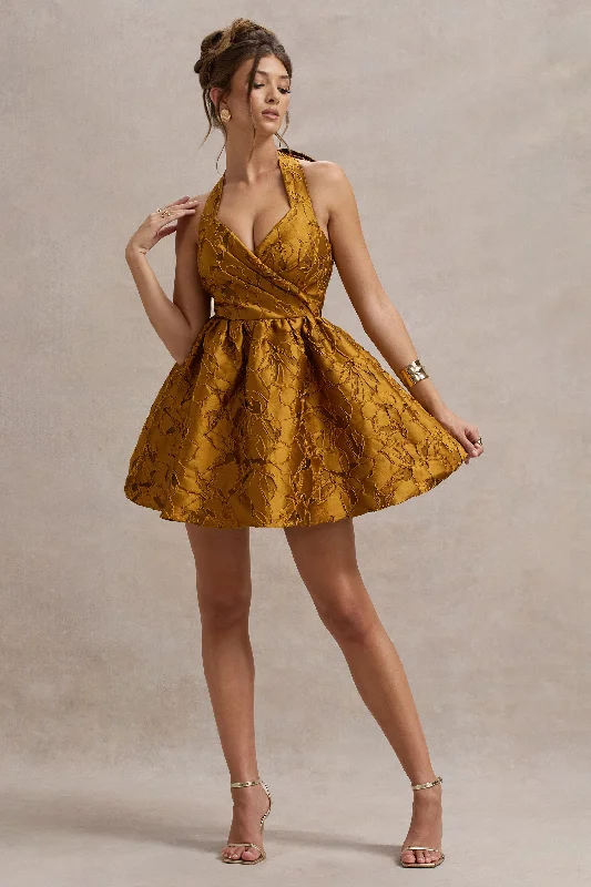 Mini dresses with abstract prints for an artistic look Pixi | Mustard Floral Print Sweetheart Neck Mini Dress Mini dresses with abstract prints for an artistic look Pixi | Mustard Floral Print Sweetheart Neck Mini Dress