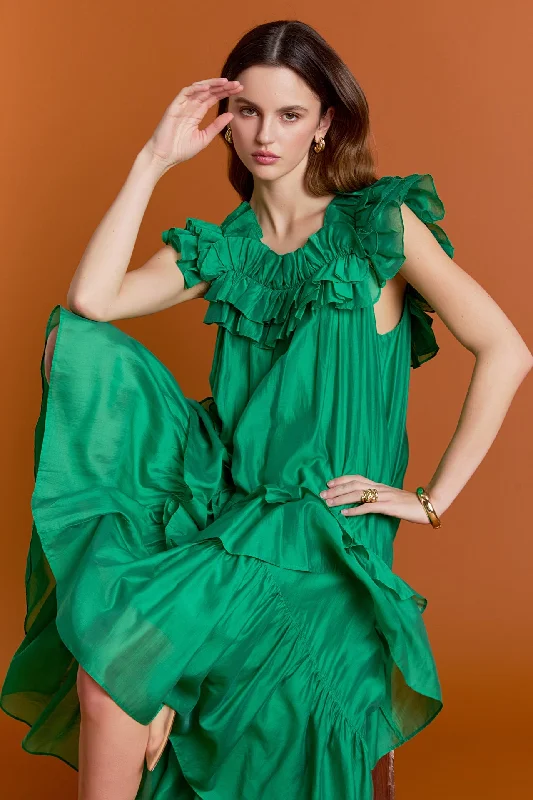 Midi dresses with cotton - blend materials for everyday comfort Sleeveless Ruffled Midi Dress Midi dresses with cotton - blend materials for everyday comfort Sleeveless Ruffled Midi Dress