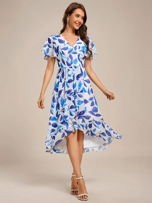Midi dresses with abstract art prints for an artistic statement ever CATALEYA|Short Sleeve Ruffled V-Neck Floral Printed Midi Wedding Guest Dress Midi dresses with abstract art prints for an artistic statement ever CATALEYA|Short Sleeve Ruffled V-Neck Floral Printed Midi Wedding Guest Dress