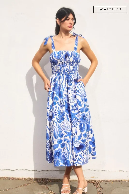 Midi dresses with animal prints for a bold and confident appearance Waitlist 4/23 ♥ Sierra Sleeveless Shoulder Tie Seashell Print Midi Dress Blue Midi dresses with animal prints for a bold and confident appearance Waitlist 4/23 ♥ Sierra Sleeveless Shoulder Tie Seashell Print Midi Dress Blue