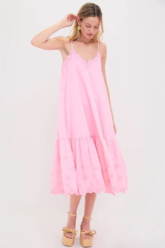 Midi dresses with embroidered accents for a unique and detailed design Pink Grapefruit Poplin V-Neck Midi Dress Midi dresses with embroidered accents for a unique and detailed design Pink Grapefruit Poplin V-Neck Midi Dress