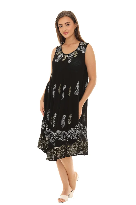 Sleeveless midi dresses with lace details for summer weddings Paisley Print Midi Rayon Sundress Sleeveless midi dresses with lace details for summer weddings Paisley Print Midi Rayon Sundress