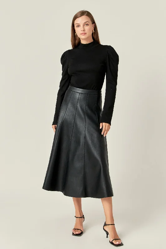Maxi - inspired midi dresses with flowing fabrics for a beachy vibe Flare Faux Leather Midi Skirt Maxi - inspired midi dresses with flowing fabrics for a beachy vibe Flare Faux Leather Midi Skirt