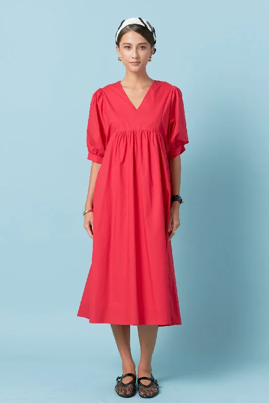 Midi dresses with cotton - blend materials for everyday comfort Back Bow Detail Midi Dress Midi dresses with cotton - blend materials for everyday comfort Back Bow Detail Midi Dress