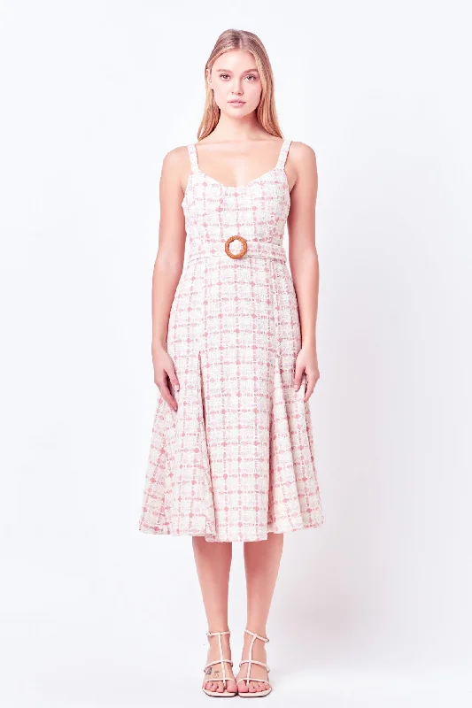 Midi dresses with bow accents for a sweet and charming look Tweed Bustier Flared Midi Dress Midi dresses with bow accents for a sweet and charming look Tweed Bustier Flared Midi Dress