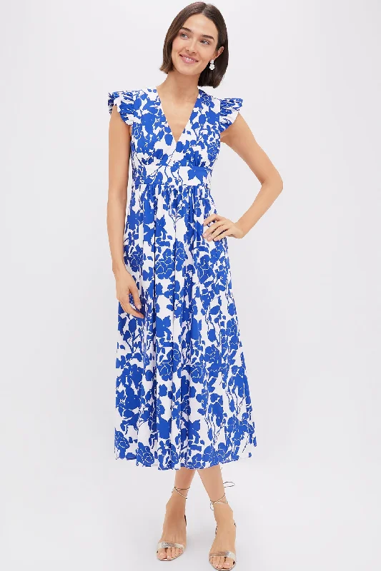 Midi dresses with wrap - around skirts for a customizable fit Blue Floral Ruffle Sleeve Robinson Dress Midi dresses with wrap - around skirts for a customizable fit Blue Floral Ruffle Sleeve Robinson Dress