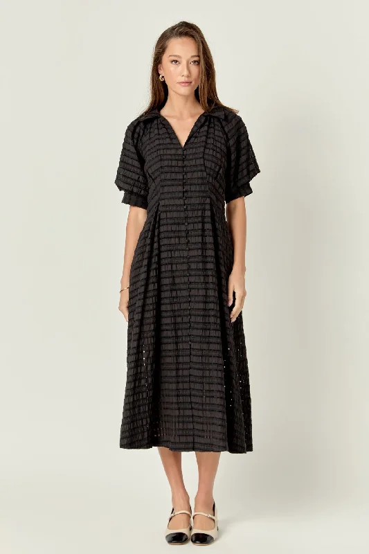 Midi dresses with lace - up fronts for a unique and adjustable style Seersucker Check Midi Dress Midi dresses with lace - up fronts for a unique and adjustable style Seersucker Check Midi Dress