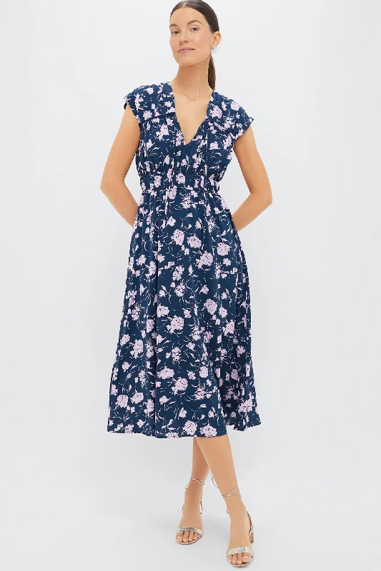 Midi dresses with polka dot prints for a playful summer outfit Navy & Blush Abstract Floral Amanda Midi Dress Midi dresses with polka dot prints for a playful summer outfit Navy & Blush Abstract Floral Amanda Midi Dress
