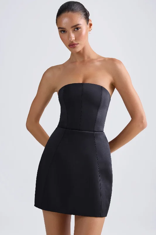 Mini dresses with belted waists for a defined silhouette Bandeau Structured Tulip Mini Dress in Black Mini dresses with belted waists for a defined silhouette Bandeau Structured Tulip Mini Dress in Black