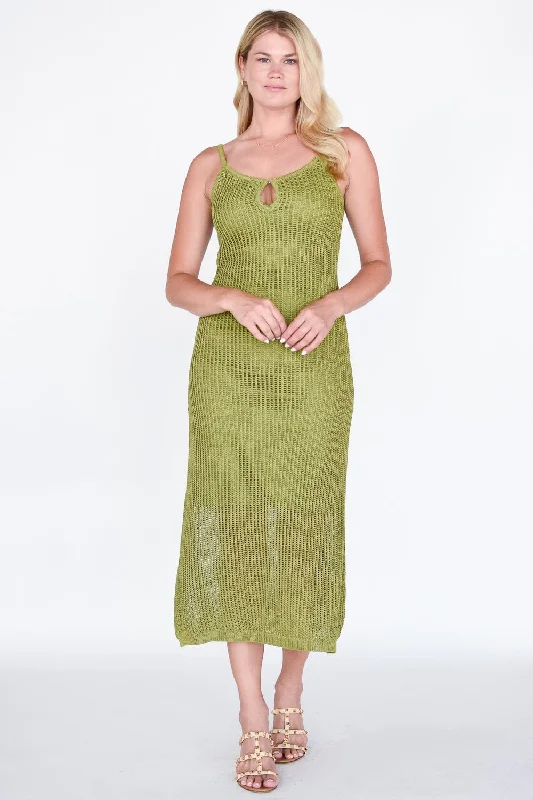 Midi dresses with ruched bodices for a feminine and fitted feel Keyhole Knit Dress