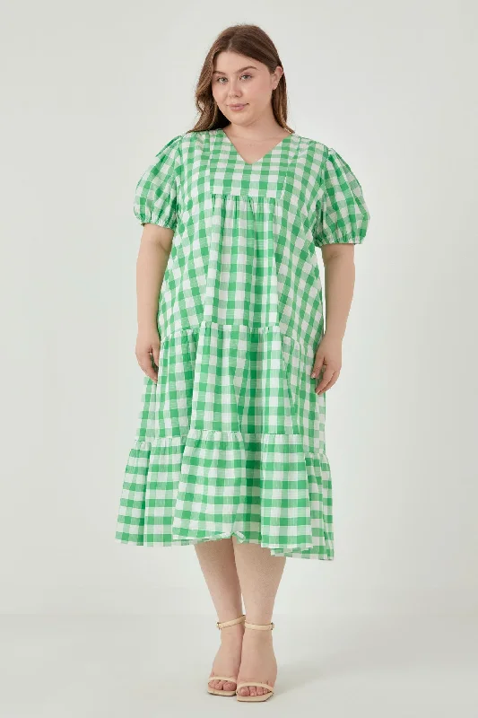 Sheath midi dresses with beaded embellishments for a formal occasion Plus Size Gingham Check Midi Dress Sheath midi dresses with beaded embellishments for a formal occasion Plus Size Gingham Check Midi Dress