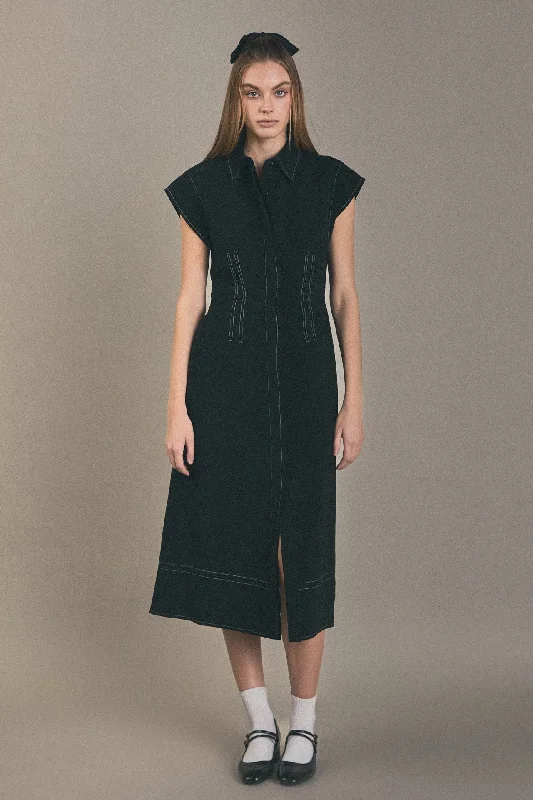 Midi dresses with wrap - around skirts for a customizable fit Modern Structure Midi Dress Midi dresses with wrap - around skirts for a customizable fit Modern Structure Midi Dress