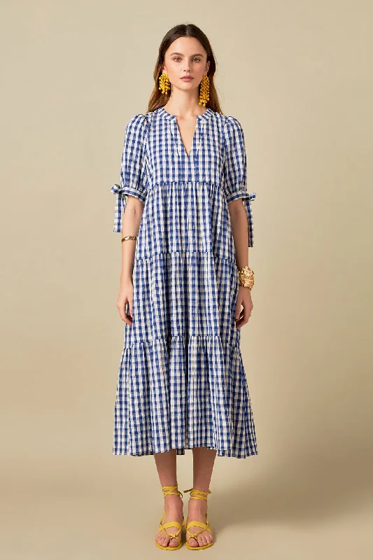 Sheath midi dresses with beaded embellishments for a formal occasion Arden Checked Tiered Midi Dress Sheath midi dresses with beaded embellishments for a formal occasion Arden Checked Tiered Midi Dress