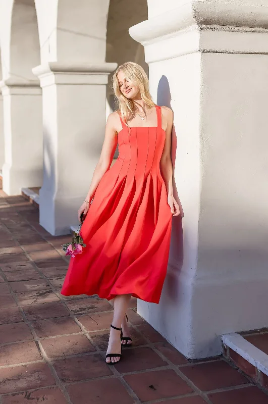 Plaid midi dresses for a fall - themed family gathering Christine Sleeveless Linen Midi Dress Red Plaid midi dresses for a fall - themed family gathering Christine Sleeveless Linen Midi Dress Red