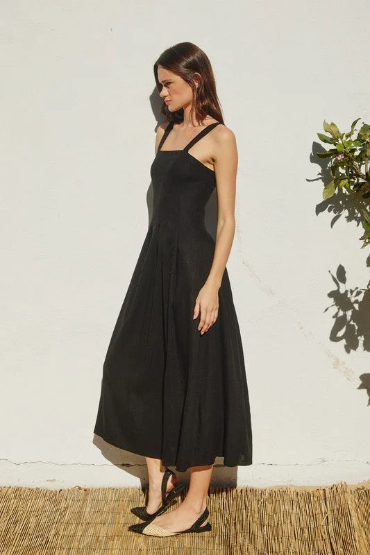 Midi dresses with ribbed textures for a unique and tactile appearance Christine Sleeveless Linen Midi Dress Black Midi dresses with ribbed textures for a unique and tactile appearance Christine Sleeveless Linen Midi Dress Black