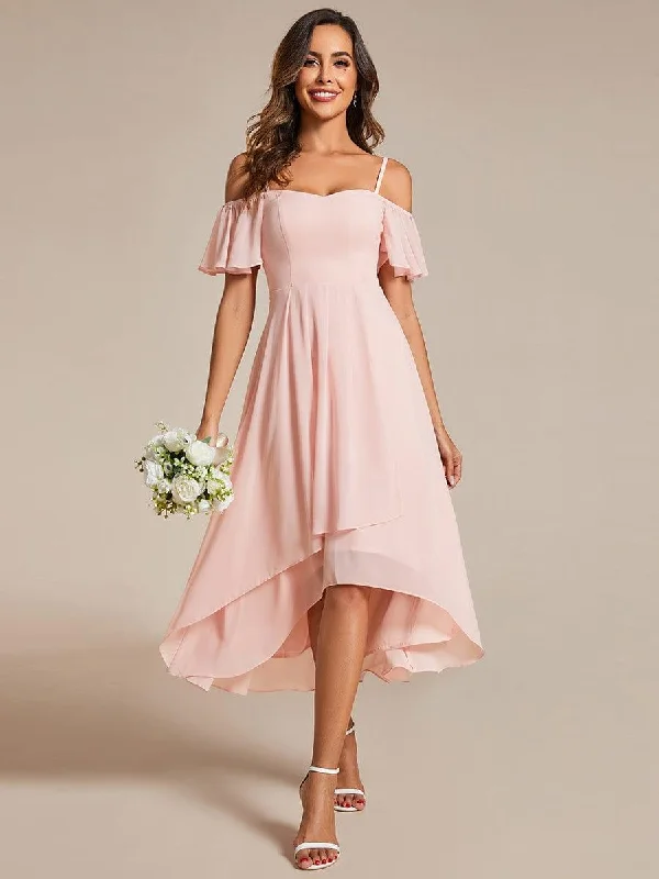 Wrap - style midi dresses in silk for a sophisticated office look ever JORDANE|Spaghetti Strap Cold Shoulder Chiffon A-Line Midi Bridesmaid Dress Wrap - style midi dresses in silk for a sophisticated office look ever JORDANE|Spaghetti Strap Cold Shoulder Chiffon A-Line Midi Bridesmaid Dress