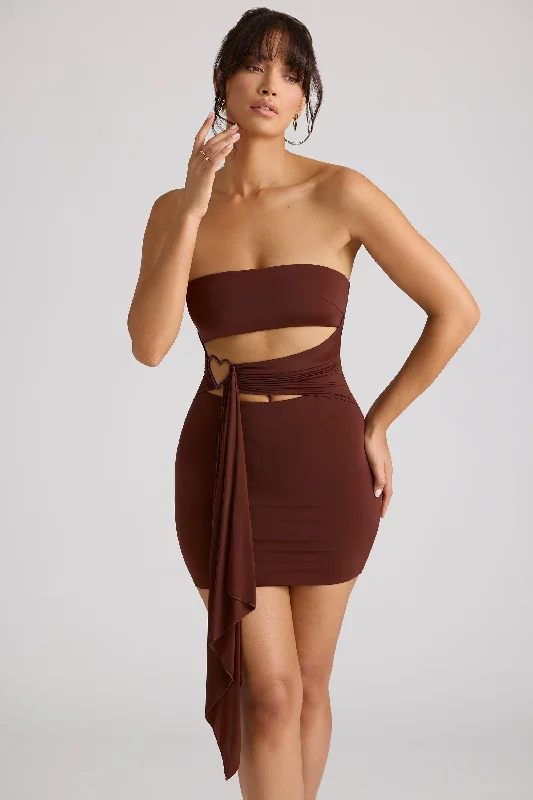 Mini dresses with off - the - shoulder styles Bandeau Mini Dress in Chocolate Brown Mini dresses with off - the - shoulder styles Bandeau Mini Dress in Chocolate Brown
