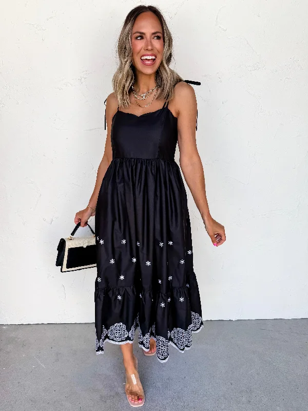 Midi dresses with pom - pom trims for a playful and festive look Touch Of Grace Embroidered Midi Dress Midi dresses with pom - pom trims for a playful and festive look Touch Of Grace Embroidered Midi Dress