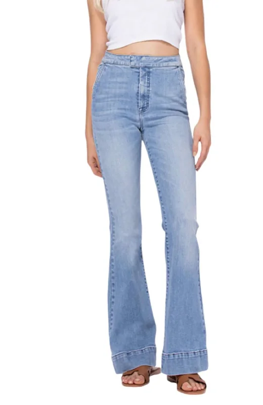 Men's Jeans with a Cargo - Inspired Knee Pocket for Extra StorageFarrah Ultra Flare Jeans In Light Wash Men's Jeans with a Cargo - Inspired Knee Pocket for Extra StorageFarrah Ultra Flare Jeans In Light Wash