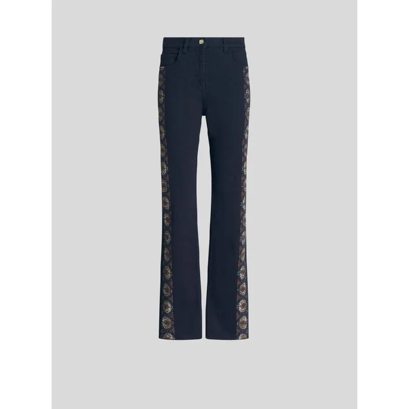 Men's Colored Jeans in Burgundy for a Bold and Fashion - Forward LookJEANS WITH FLORAL SIDE BANDS Men's Colored Jeans in Burgundy for a Bold and Fashion - Forward LookJEANS WITH FLORAL SIDE BANDS