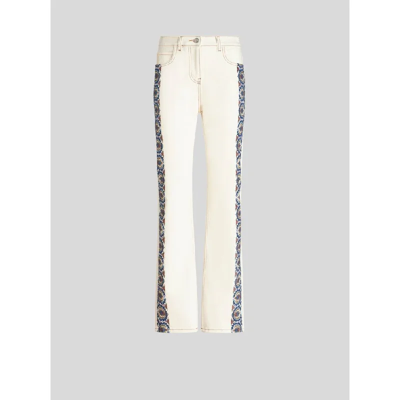 Men's Jeans with a Hidden Coin Pocket for Added ConvenienceJEANS WITH FLORAL SIDE BANDS Men's Jeans with a Hidden Coin Pocket for Added ConvenienceJEANS WITH FLORAL SIDE BANDS