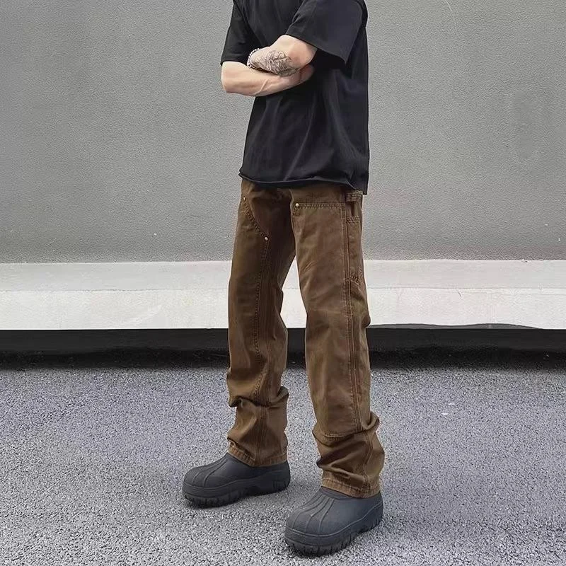 Plus Size Men's Straight Leg Jeans with Reinforced Knees for DurabilityOveralls Straight Cargo Jeans Plus Size Men's Straight Leg Jeans with Reinforced Knees for DurabilityOveralls Straight Cargo Jeans