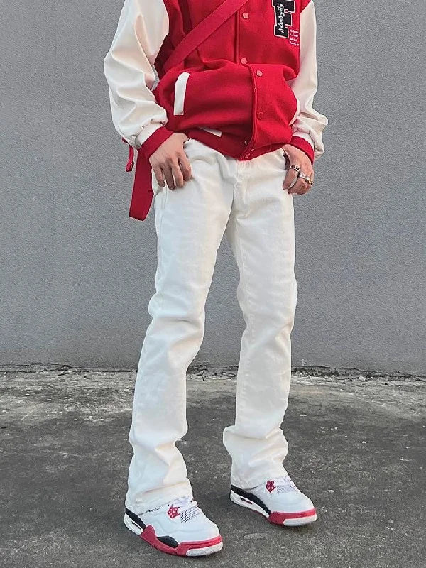 Plus Size Men's Bootcut Jeans with a Relaxed Waist for a Classic and Comfortable FitSlim Straight Flared White Jeans Plus Size Men's Bootcut Jeans with a Relaxed Waist for a Classic and Comfortable FitSlim Straight Flared White Jeans