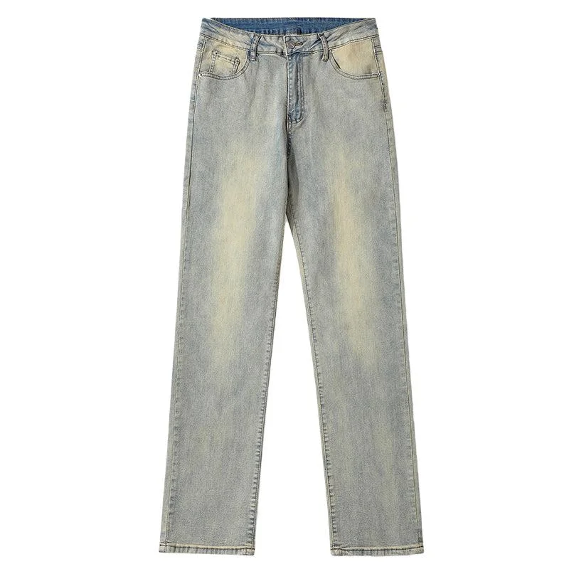 Men's High - Waisted Jeans in a Medium Wash for a Vintage - Style RevivalStraight Retro Washed Jeans Men's High - Waisted Jeans in a Medium Wash for a Vintage - Style RevivalStraight Retro Washed Jeans
