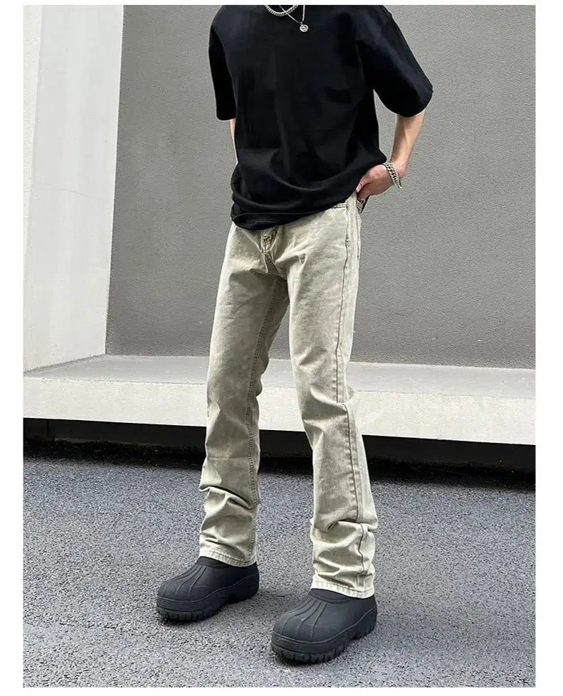 Plus Size Men's Bootcut Jeans with a Belt Loop Upgrade for a Stylish TouchWashed Green Slim Fit Straight Leg Jeans Plus Size Men's Bootcut Jeans with a Belt Loop Upgrade for a Stylish TouchWashed Green Slim Fit Straight Leg Jeans