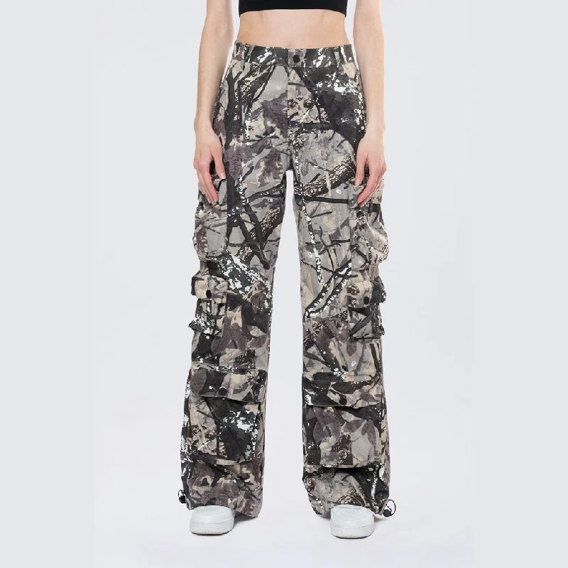 Women's Cargo Pants with Belt Loops in Tan for a Complete and Polished LookWide Leg Cargo Pants - Olive Hunting Camo Women's Cargo Pants with Belt Loops in Tan for a Complete and Polished LookWide Leg Cargo Pants - Olive Hunting Camo