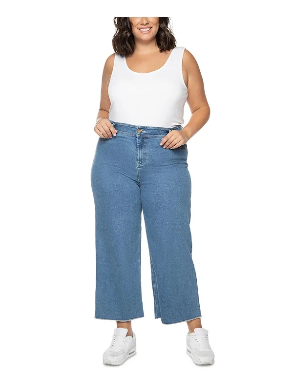 Plus Size Men's Relaxed Fit Jeans with a Tapered Leg for a Laid - Back VibeWomens Frayed Hem Denim Wide Leg Jeans Plus Size Men's Relaxed Fit Jeans with a Tapered Leg for a Laid - Back VibeWomens Frayed Hem Denim Wide Leg Jeans
