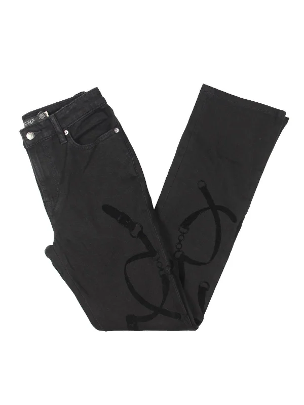 Men's High - Waisted Jeans in a Medium Wash for a Vintage - Style RevivalWomens High Rise Flocked Print Bootcut Jeans Men's High - Waisted Jeans in a Medium Wash for a Vintage - Style RevivalWomens High Rise Flocked Print Bootcut Jeans