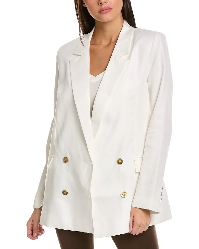Oversized Women's Checkered Blazers in Black and White for a Trendy StyleNicholas Ayla Double-Breasted Linen Blazer Oversized Women's Checkered Blazers in Black and White for a Trendy StyleNicholas Ayla Double-Breasted Linen Blazer