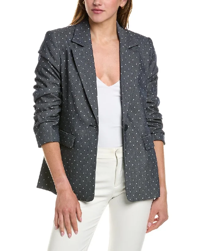 Single - Breasted Women's Tweed Blazers with Gold Buttons for a Classic LookElie Tahari Ruched Blazer Single - Breasted Women's Tweed Blazers with Gold Buttons for a Classic LookElie Tahari Ruched Blazer