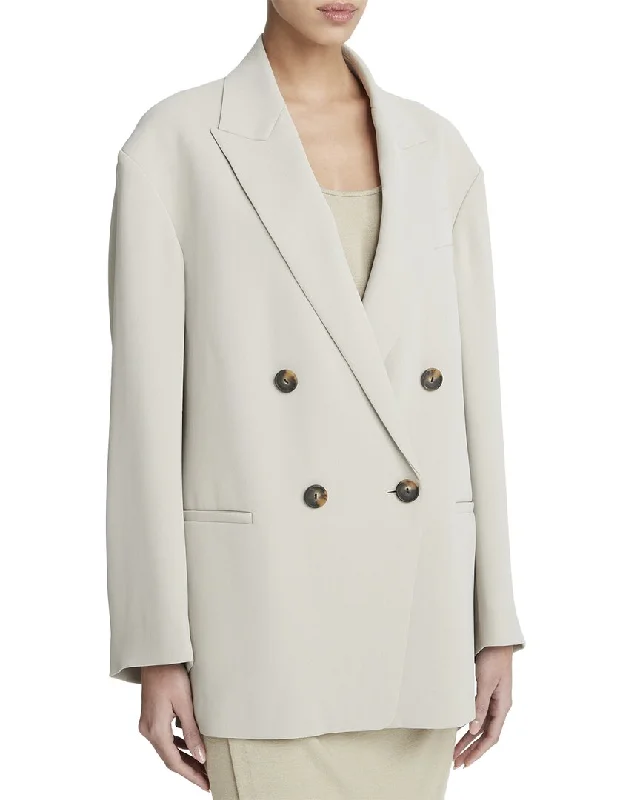 Plus Size Women's Double - Breasted Wool Blazers for Winter Office WearVince Crepe Double Breasted Blazer Plus Size Women's Double - Breasted Wool Blazers for Winter Office WearVince Crepe Double Breasted Blazer