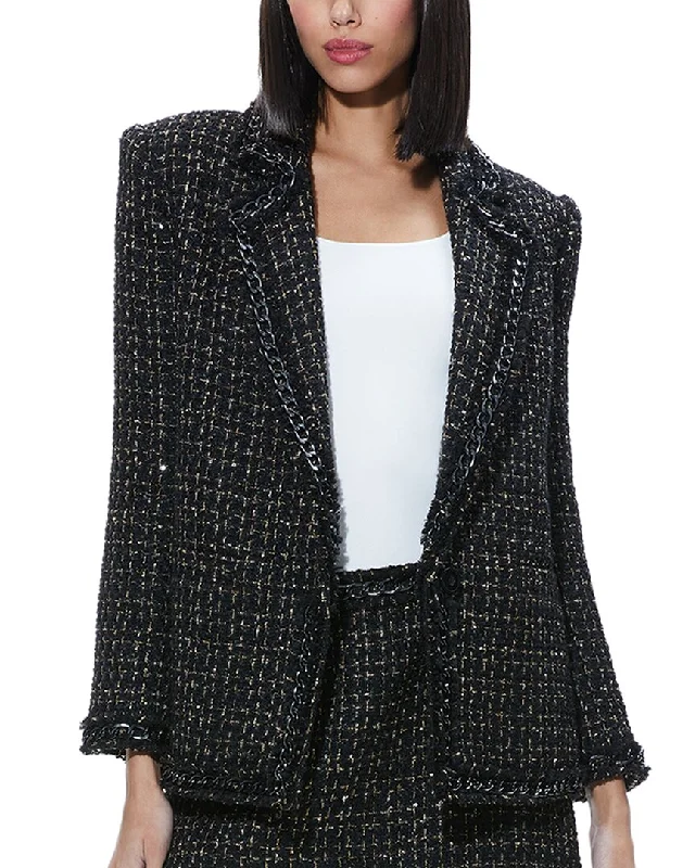 Plus Size Women's Embroidered Blazers in Floral Patterns for a Feminine TouchAlice + Olivia Shan Oversized Chain Fringe Wool-Blend Blazer Plus Size Women's Embroidered Blazers in Floral Patterns for a Feminine TouchAlice + Olivia Shan Oversized Chain Fringe Wool-Blend Blazer