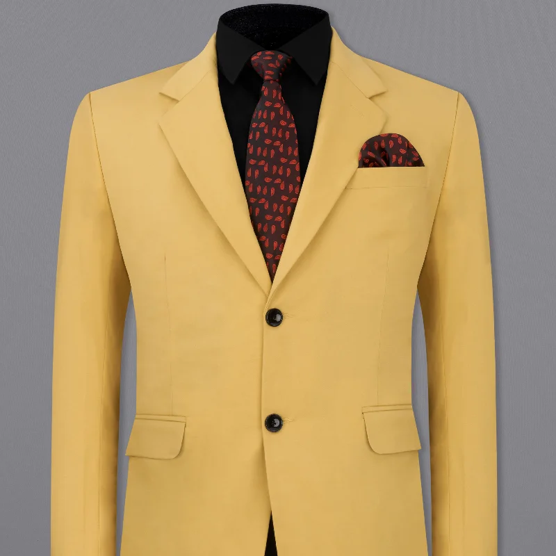 Plus Size Women's Military - Inspired Blazers with Gold Accents for a Bold LookEquator Yellow Premium Cotton Blazer Plus Size Women's Military - Inspired Blazers with Gold Accents for a Bold LookEquator Yellow Premium Cotton Blazer