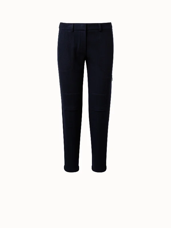 Women's Wide - Leg Denim Cargo Pants in Dark Wash with Distressed Details for a Trendy AppearanceFelted Wool Jersey Tapered Cargo Pants Women's Wide - Leg Denim Cargo Pants in Dark Wash with Distressed Details for a Trendy AppearanceFelted Wool Jersey Tapered Cargo Pants