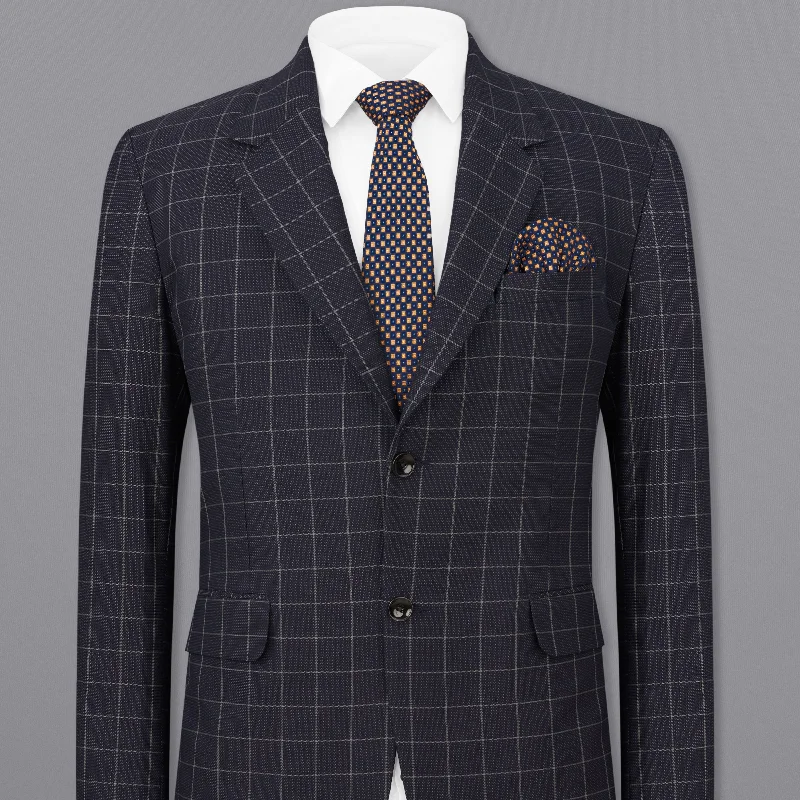 Single - Breasted Women's Tweed Blazers with Gold Buttons for a Classic LookJaguar Black Windowpane Single Breasted Blazer Single - Breasted Women's Tweed Blazers with Gold Buttons for a Classic LookJaguar Black Windowpane Single Breasted Blazer