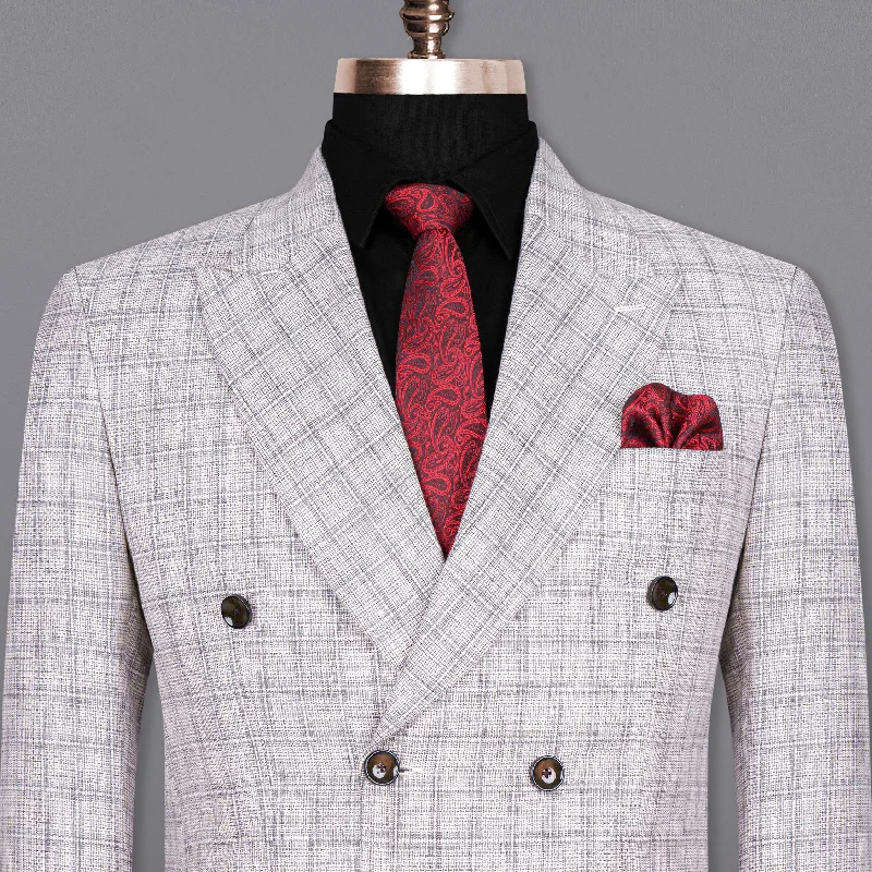 Plus Size Women's Double - Breasted Wool Blazers for Winter Office WearMercury Grey Plaid Double Breasted Premium Cotton Blazer Plus Size Women's Double - Breasted Wool Blazers for Winter Office WearMercury Grey Plaid Double Breasted Premium Cotton Blazer