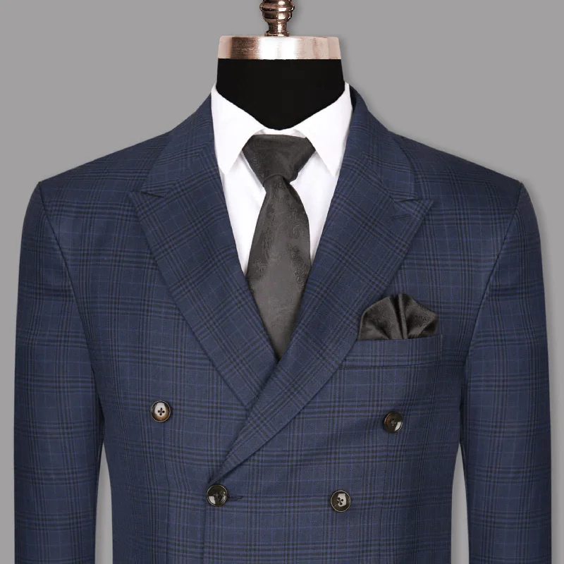 Single - Breasted Women's Linen Blend Blazers in Earth Tones for Casual WearNavy Plaid Wool Blend Double Breasted Blazer Single - Breasted Women's Linen Blend Blazers in Earth Tones for Casual WearNavy Plaid Wool Blend Double Breasted Blazer