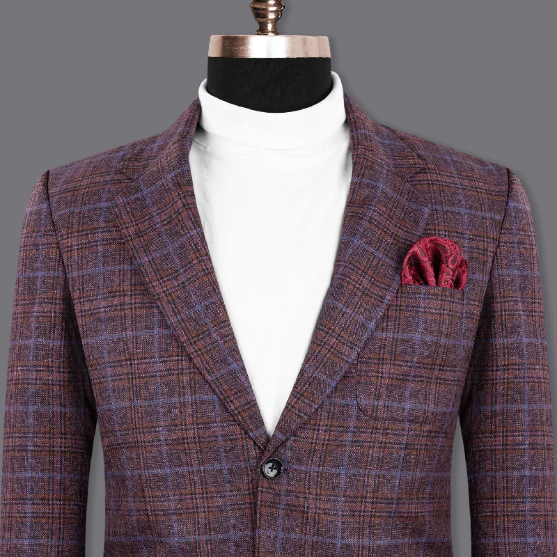 Single - Breasted Women's Linen Blend Blazers in Earth Tones for Casual WearOld Copper Colorful Plaid Wool Rich Blazer Single - Breasted Women's Linen Blend Blazers in Earth Tones for Casual WearOld Copper Colorful Plaid Wool Rich Blazer