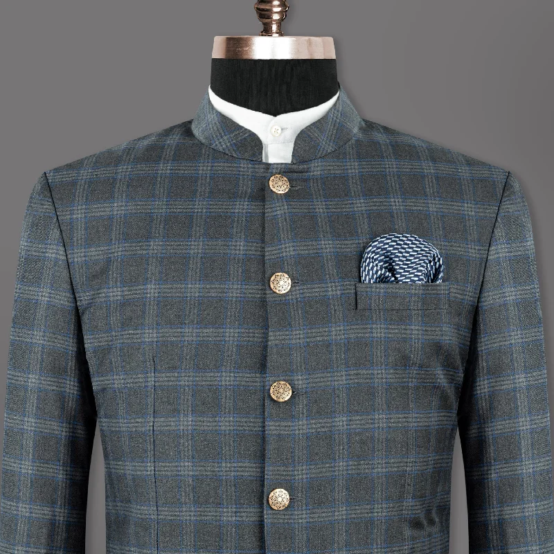 Single - Breasted Women's Linen Blend Blazers in Earth Tones for Casual WearScarpa Flow Gray Windowpane Wool Rich Bandhgala/Mandarin Blazer Single - Breasted Women's Linen Blend Blazers in Earth Tones for Casual WearScarpa Flow Gray Windowpane Wool Rich Bandhgala/Mandarin Blazer