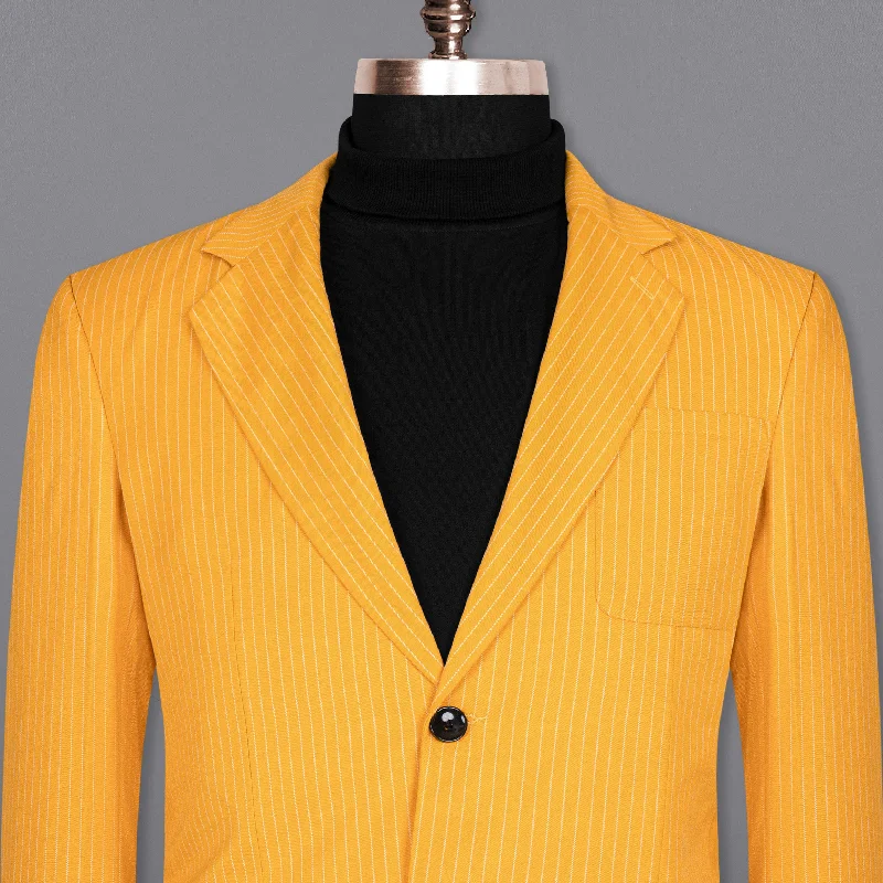 Plus Size Women's Military - Inspired Blazers with Gold Accents for a Bold LookSunshine yellow Woolrich Striped Sports Blazer Plus Size Women's Military - Inspired Blazers with Gold Accents for a Bold LookSunshine yellow Woolrich Striped Sports Blazer
