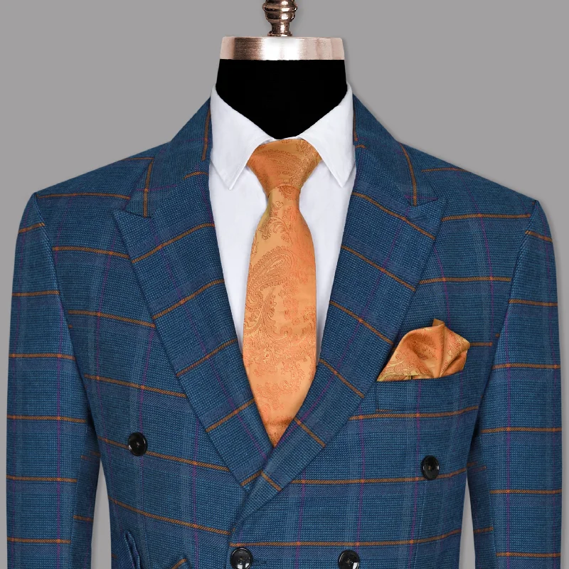 Women's Slim - Fit Blazers in Charcoal Gray for a Professional AppearanceTrue Blue Windowpane Flannel Wool Blend Double Breasted Tweed Blazer Women's Slim - Fit Blazers in Charcoal Gray for a Professional AppearanceTrue Blue Windowpane Flannel Wool Blend Double Breasted Tweed Blazer