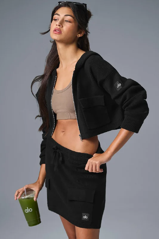 Women's Cropped Cargo Pants in Khaki with Multiple Pockets for a Practical and Fashionable StyleScholar Knit Cargo Full Zip Hoodie - Black Women's Cropped Cargo Pants in Khaki with Multiple Pockets for a Practical and Fashionable StyleScholar Knit Cargo Full Zip Hoodie - Black