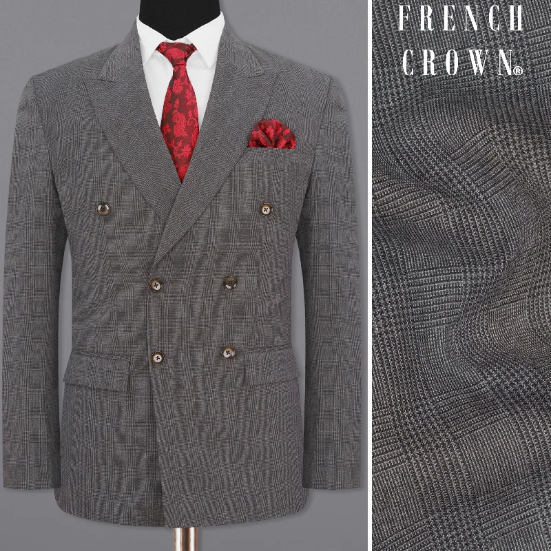 Plus Size Women's Ruffled Blazers in Pink for a Girly and Fashionable LookWenge Gray Subtle Plaid Double Breasted Blazer Plus Size Women's Ruffled Blazers in Pink for a Girly and Fashionable LookWenge Gray Subtle Plaid Double Breasted Blazer