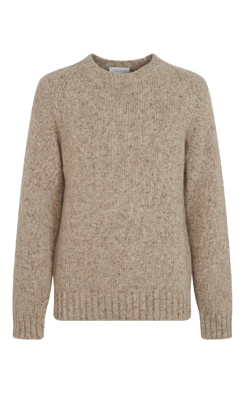 Button - Down Women's Shetland Wool Sweaters in Traditional PatternsAlfie Crewneck in Oatmeal Multi Cashmere Button - Down Women's Shetland Wool Sweaters in Traditional PatternsAlfie Crewneck in Oatmeal Multi Cashmere